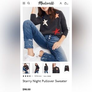 Madewell Starry Night Merino Wool Pullover sweater sz XXS